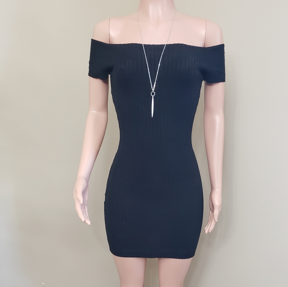 Streetwear Society •  Black Rib Bodycon Dress S
